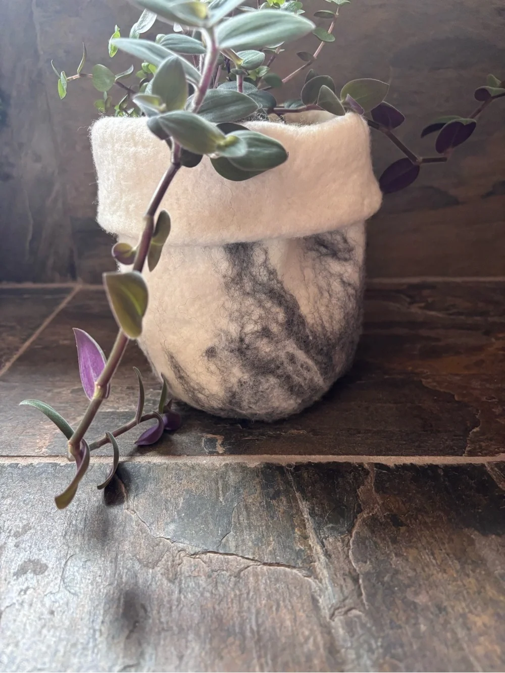 Hand Felted Merino Wool Plant Cozy | Soft Wool Basket | Handmade Home Decor